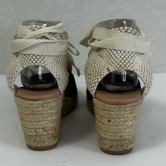 Giamo Espadrilles Anthropology Ankle Tie Cap Toe Black Sandal Spain Womens 9/40 - Picture 7 of 16